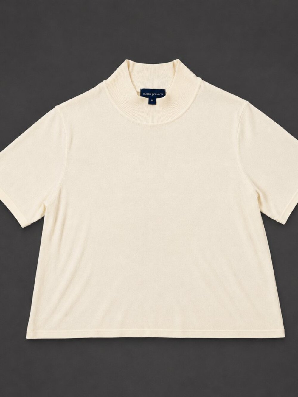 Susan Graver Sweater Women’s 3X Cream Short Sleeve Knit Top Plus Size NWT